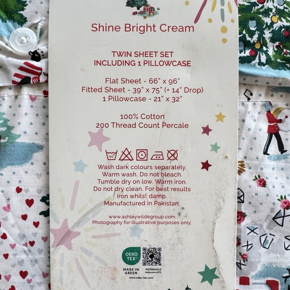 Cath Kidston London 3 Pc TWIN Christmas Village Winter Sheet Set 100% Cotton - Picture 4 of 10